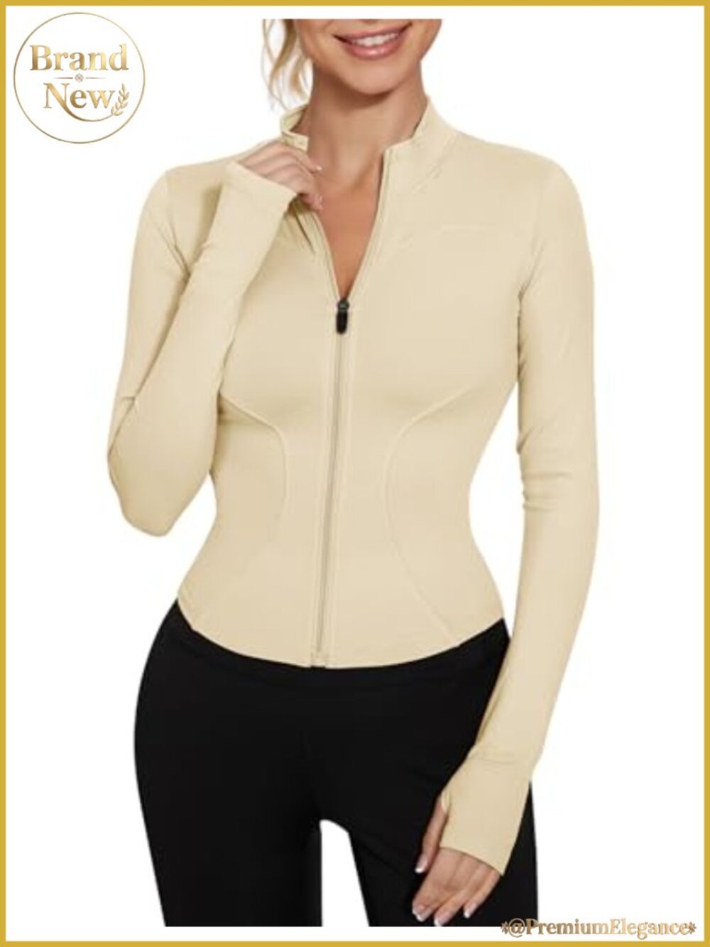 Women's Cropped Zip Up Lightweight Workout Jacket with Thumb Holes
